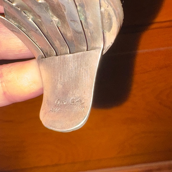 Turquoise 925 Silver Floral Cuff Bracelet - Picture 7 of 7